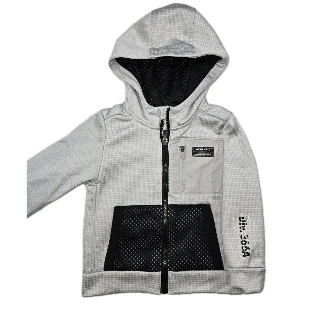 Lot Of 2 Boys Athletic Works Full Zip Hoodie Jacket Size 3T Gray Green